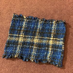Blue plaid tube top